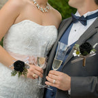 Corsage and Boutonniere Set Artificial Flower Wrist Corsage and Boutonniere for Men Groom Groomsmen Bride Bridesmaids,Wedding Prom Suit Decorations (1, Black)