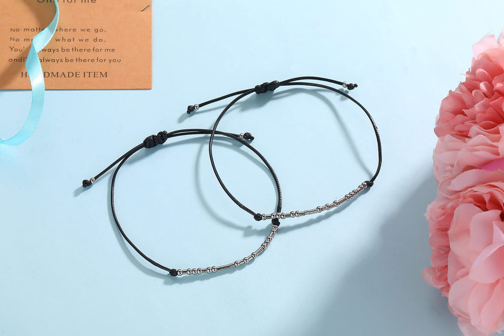 morniface Pinky Pomise Distance Matching Bracelets Fuck Off Morse Code Bracelets Dainty Jewelry Gifts for Women Men Best Friend