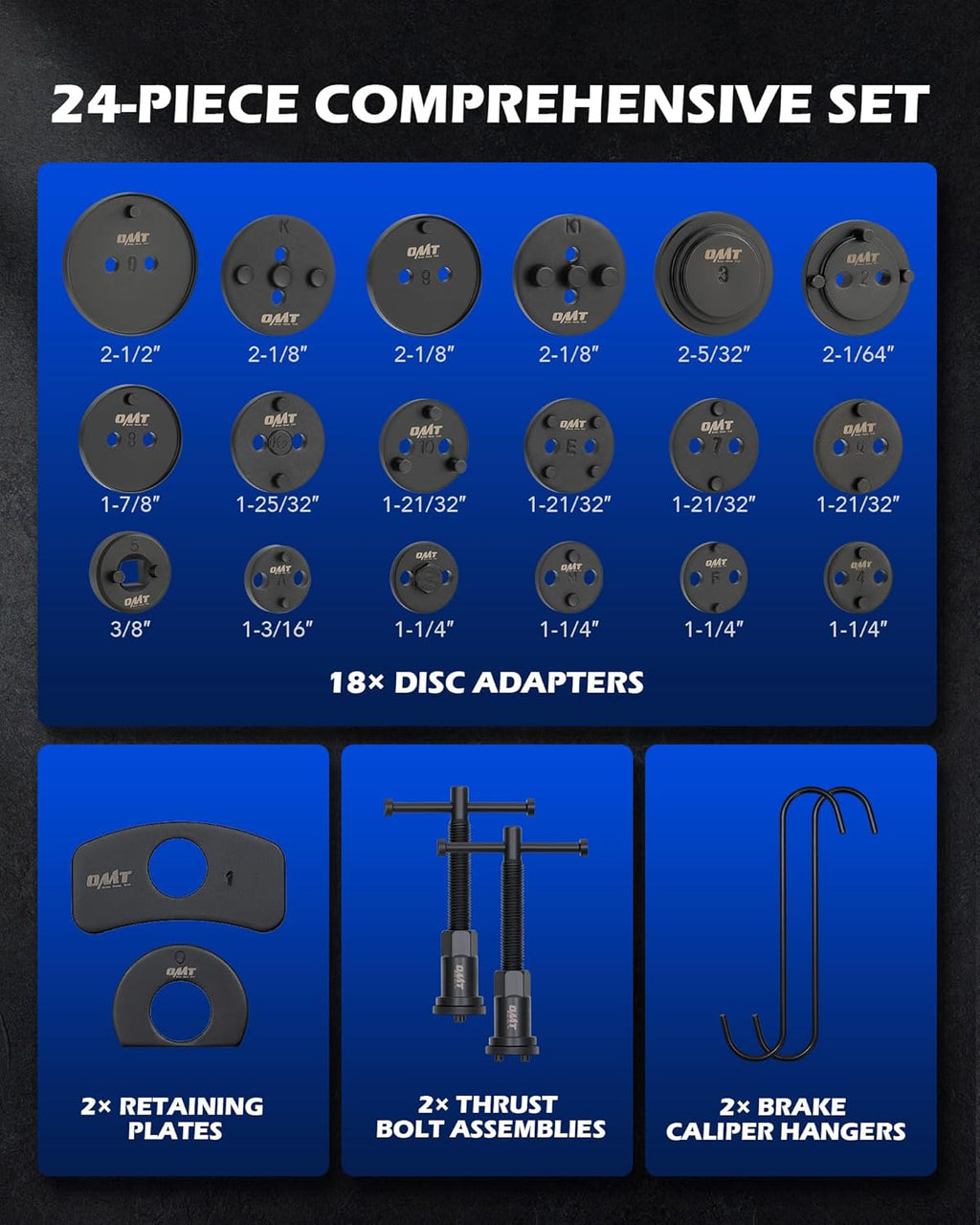 Orion Motor Tech Disc Brake Pad and Caliper Service Tool Kit | Professional Disc Brake Caliper Compression Tool Kit | Universal Disc Brake Caliper and Piston Wind Back Tool Set with Case