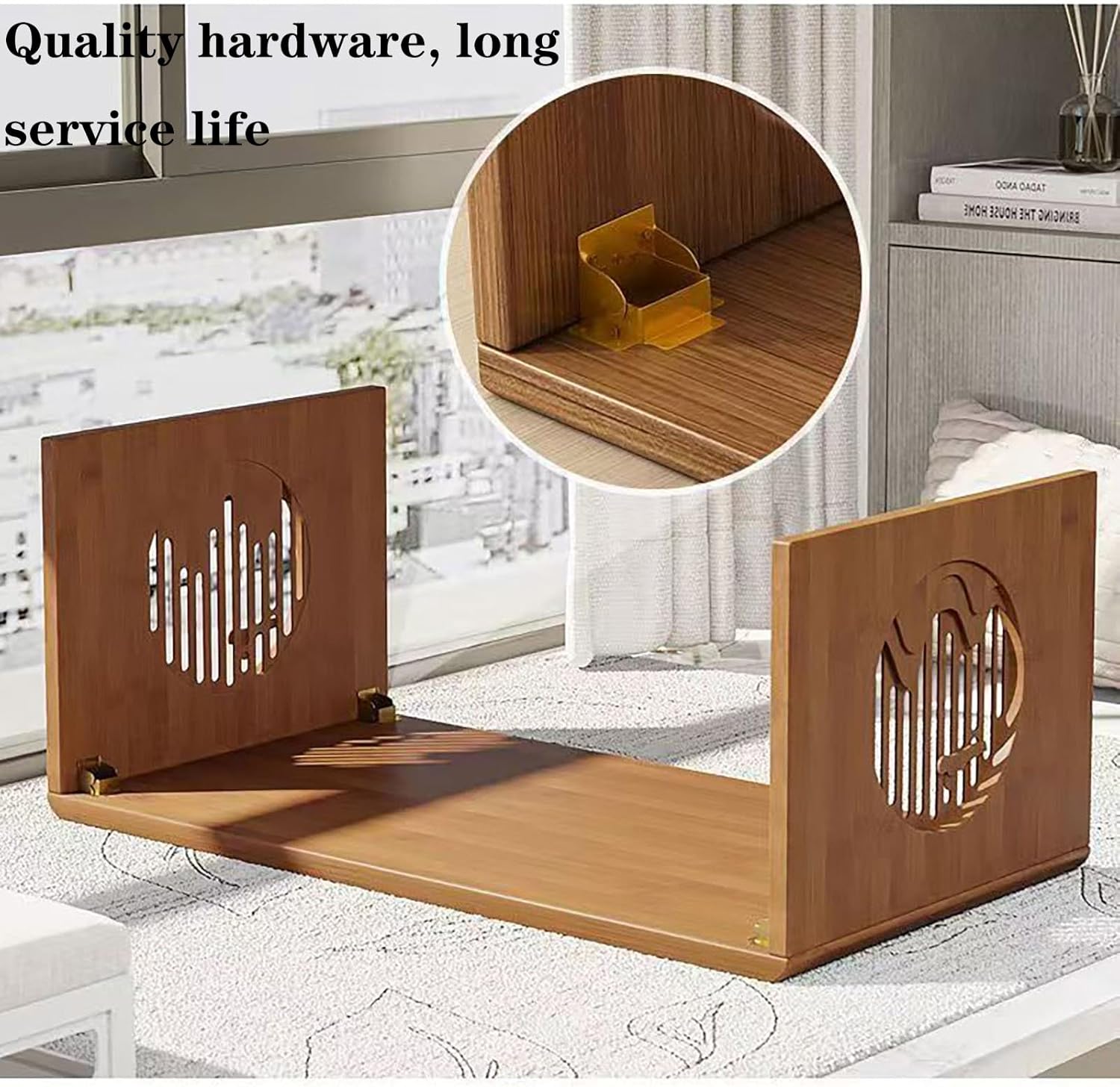 Folding Coffee Table Bamboo Foldable Japanese Floor Table No Assembly, Solid Wood Japanese Coffee Table Low Tea Table for Sitting on The Floor, Home Office, Meditation & Tea Ceremony (Easy Storage)