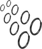 316L Surgical Stainless Steel Huggie Hoop Earrings 6mm 8mm 10mm 11mm 12mm 14mm Hypoallergenic Earrings Hoop Cartilage Helix Lobes Hinged Sleeper Earrings For Men Women