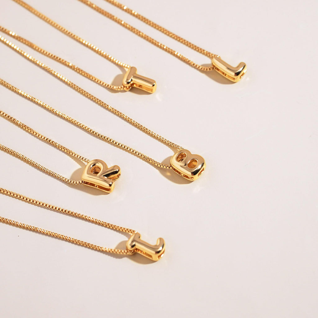 MARYLAX Bubble Letter Necklaces Gold, 14K Gold Plated Initial Necklaces for Women, Dainty Gold Bubble Letter Necklace, Personalized Bubble Pendant Name Necklace, Trendy Gold Jewelry