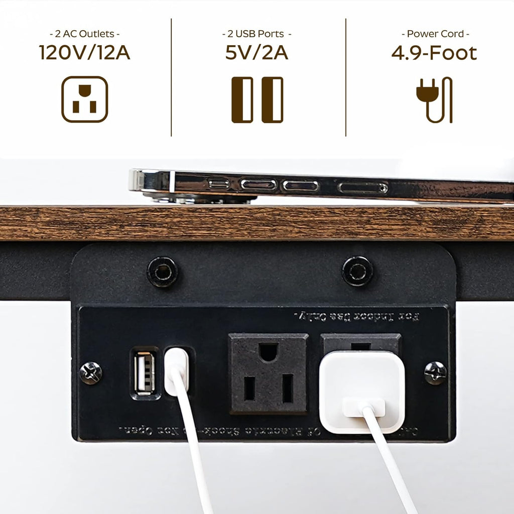 Nightstand Set 2, End Tables with Charging Station, Side Table with 2 Non-Woven Drawers, Bed Side Coffee Table for Small Spaces, Sofa, Dormitory, Living Room ET02L2BR