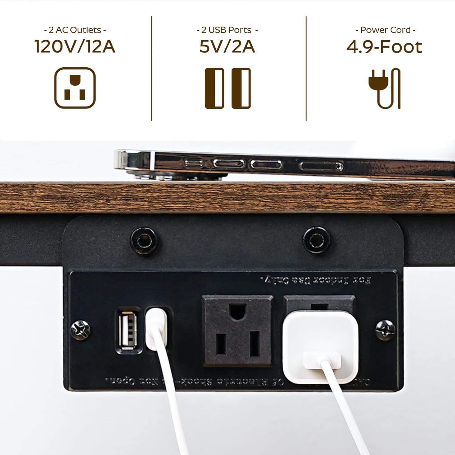 Nightstand Set 2, End Tables with Charging Station, Side Table with 2 Non-Woven Drawers, Bed Side Coffee Table for Small Spaces, Sofa, Dormitory, Living Room ET02L2BR