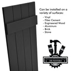 Pontiac Trail Board & Batten Vinyl Shutters (1 Pair) | 14.5"x31" (4-Board) - Black Cosmos/Paintable | Exterior Window Shutters | Includes Mounting Hardware | Simple Installation | Made in US