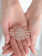 Mariell Rose Gold Wedding Jewelry Crystal Bridal Brooch Pin for Brides, Bridesmaids, Mother of The Bride