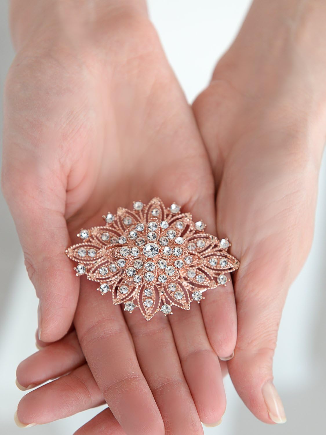 Mariell Rose Gold Wedding Jewelry Crystal Bridal Brooch Pin for Brides, Bridesmaids, Mother of The Bride