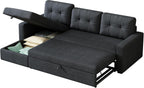 L-Shape Reversible Sectional Sleeper Sofa Bed 4 in 1 Pull Out Couch with Storage Chaise & Removable Back Cushions,Convertible Sleeper Corner Couch Pull-Out Sofa Bed for Living Room,Office