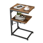 Simple Trending C Shaped End Table, Side Table for Couch, Small Sofa Table TV Tray with Metal Frame for Living Room, Bedroom, Rustic Brown