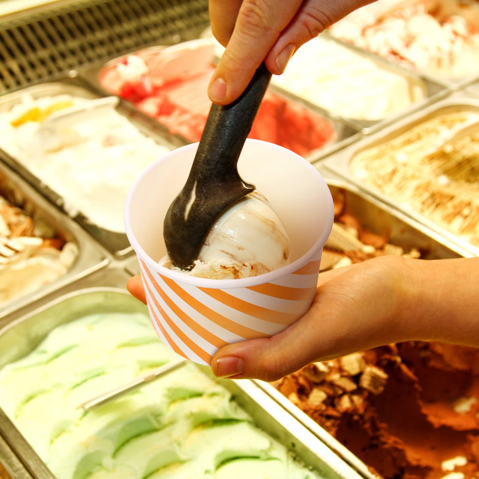 500 Pcs Paper Ice Cream Cups, 8 oz Disposable Dessert Sundae Bowls Frozen Yogurt Twill Snack Soup Hot Cold Food Paper Cups for New Year, Birthday, Wedding, Baby Shower, Party Supplies, Multicolor