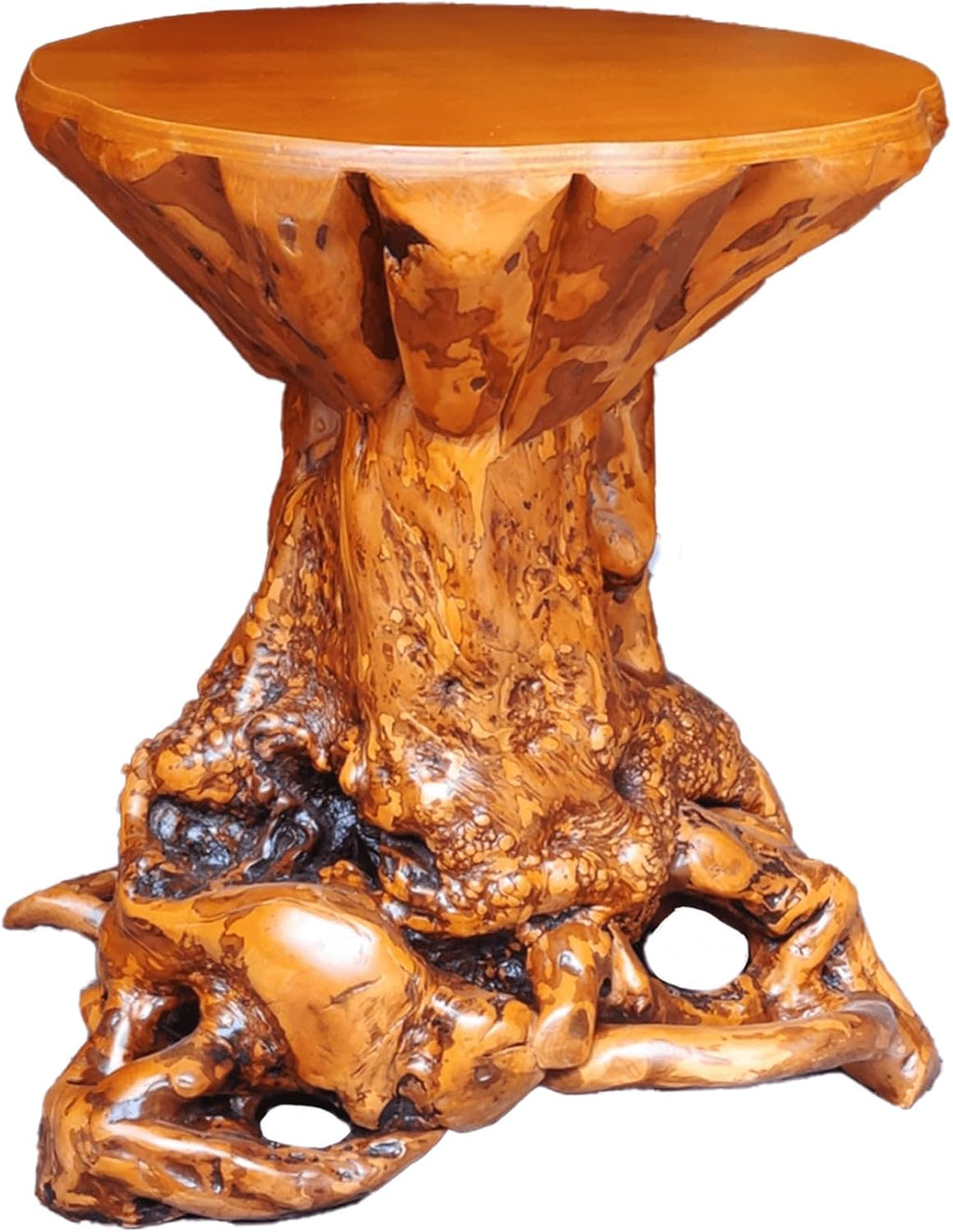 Aotea Crafts Rustic Azalea Tree Stump/Root End Table | Unique Wood Root Log Side Table | Reclaimed Primitive Round Natural Live Edge Coffee Table/Stool | Log Cabin Home Decor Furniture