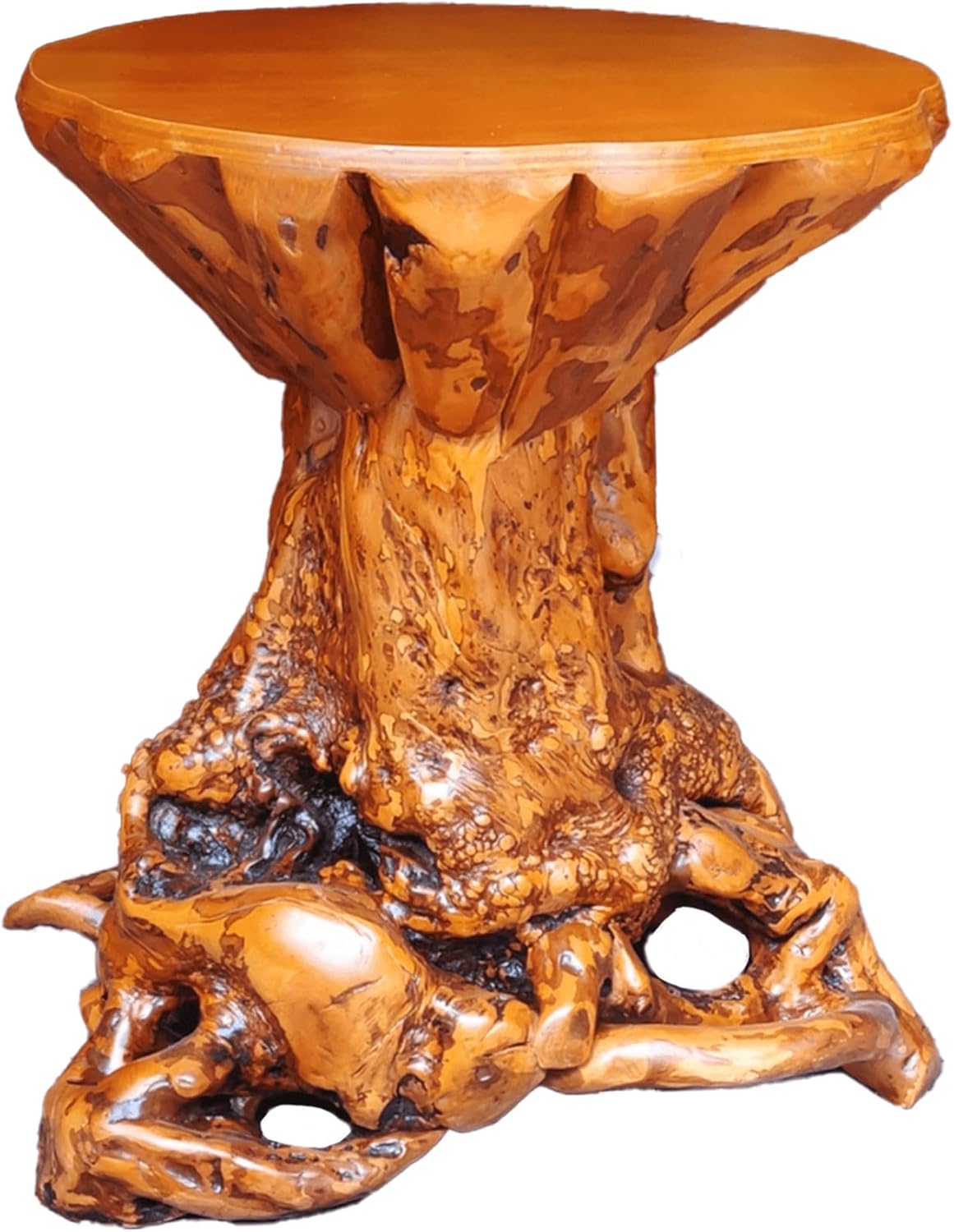 Aotea Crafts Rustic Azalea Tree Stump/Root End Table | Unique Wood Root Log Side Table | Reclaimed Primitive Round Natural Live Edge Coffee Table/Stool | Log Cabin Home Decor Furniture