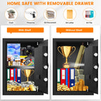 2.8 Cub Grote Thuiskluis Brandwerend Waterdicht, Digitale Brandwerende Kluis Met Brandwerende Tas, Combinatieslot en Alarmsysteem, Brandkluis Voor Thuis Documenten Geld Waardevolle Zaken
