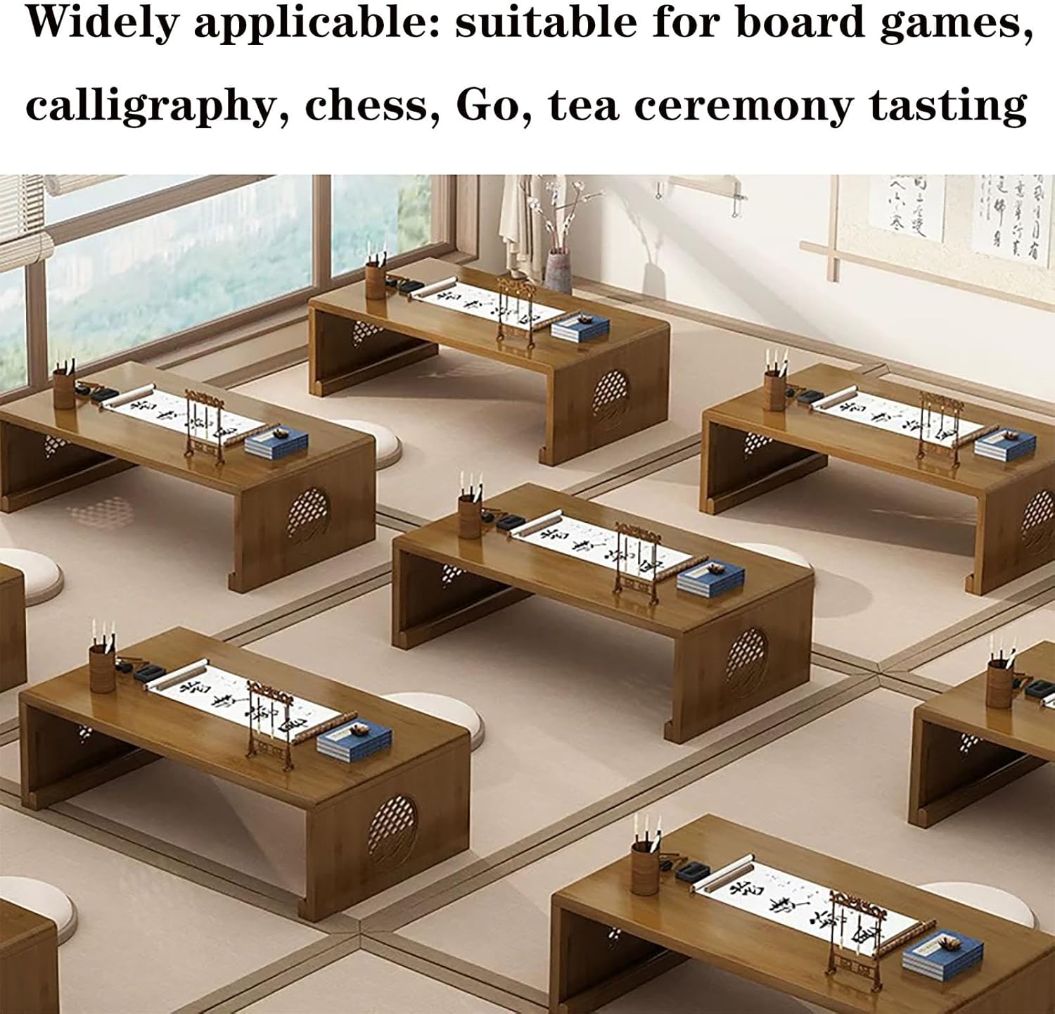 2025 Newly Upgraded Japanese Floor Table Folding Japanese Coffee Table No Assembly, Solid Wood Low Tatami Table Portable Japanese Style Low Tea Coffee Table for Sitting on The Floor Easy Storage