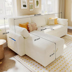 VanAcc Sleeper Sofa, Sofa Bed- 2 in 1 Pull Out Couch Bed with Storage Chaise for Living Room, White Sherpa Couch