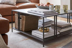 Uranus 2 Tiers Black Coffee Table - A Modern Living Room Furniture Piece for Home Office, Easy Assembly, 31.5” Square Center Table with Black Tabletop and Storage Shelf
