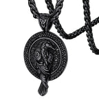 FaithHeart Viking Raven Necklace for Men, Norse Mythology Raven Skull Pendant Sturdy Stainless Steel Amulet Jewelry Gift for Men