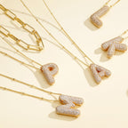 Ascona Bubble Letter Halskette Gold, Ballon Anfangsbuchstabe A Schicht Layered Halsketten Strass Buchstaben Anhänger Kette Gestapelte Halsketten für Frauen Schmuck Geschenk