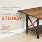 GreenForest Coffee Table with Storage, 43 inch Large Modern Coffee Tables for Living Room, X-Frame Design Farmhouse Coffee Table Space Saving Living Room Tables, Easy Assembly, Walnut