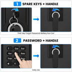 3.0 Cub Large Safe for Home Use, Fireproof Home Safe Box with Electronic Keypad, Spare Key, Smart Alarm, Mute Mode, Anti-theft Fire proof Safe for Documents, Jewelry, Medicines