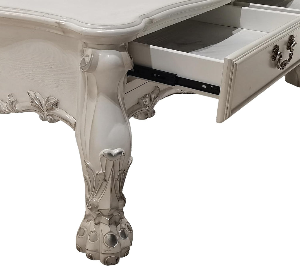 Acme Dresden 2 Drawers Coffee Table in Bone White