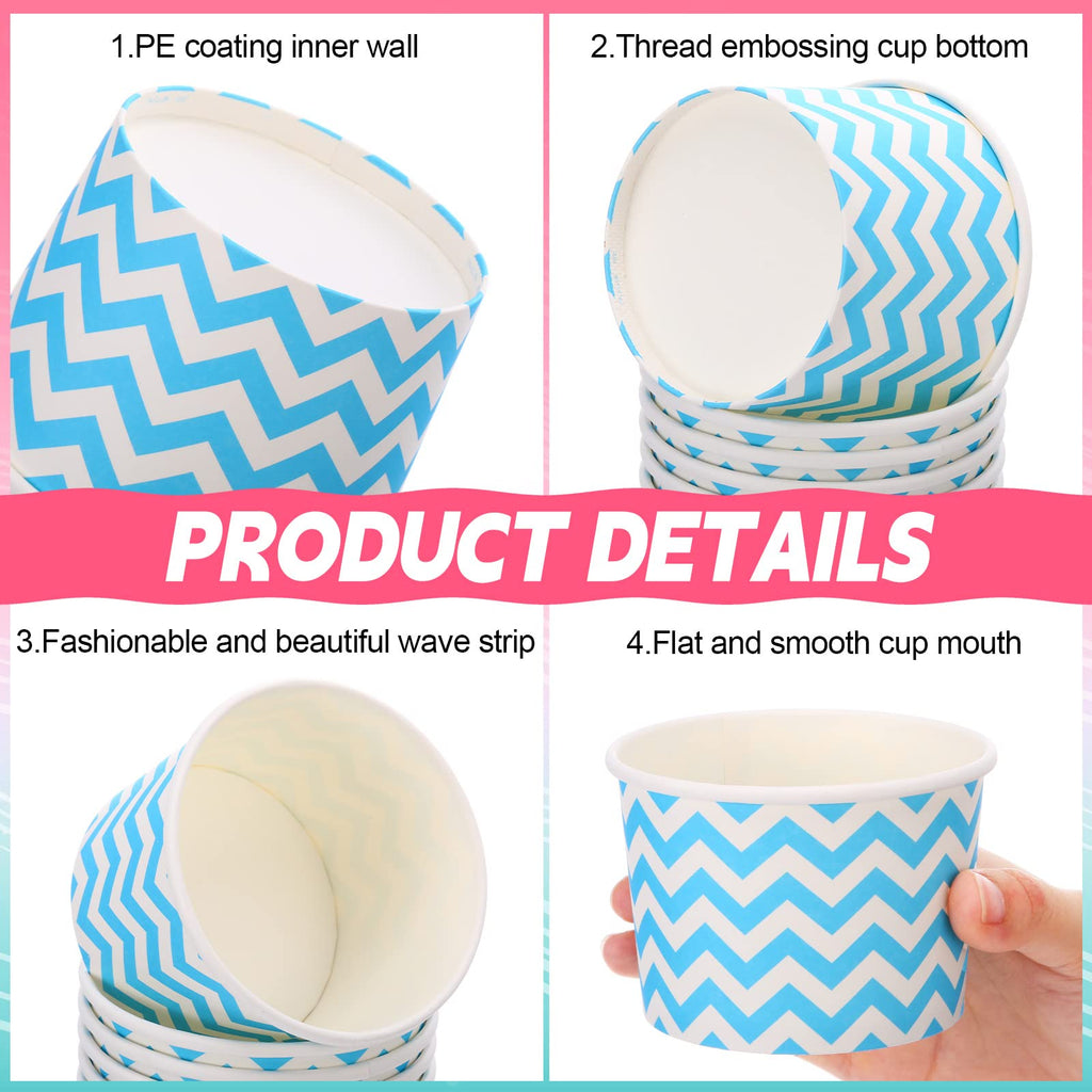 500 Pack Paper Ice Cream Cups 8 oz Ice Cream Sundae Cups Bulk Disposable Dessert Bowls Treat Snack Cups Frozen Yogurt Cup for Hot or Cold Food Soup Fruits Birthday Bar Party Supplies, 10 Colors