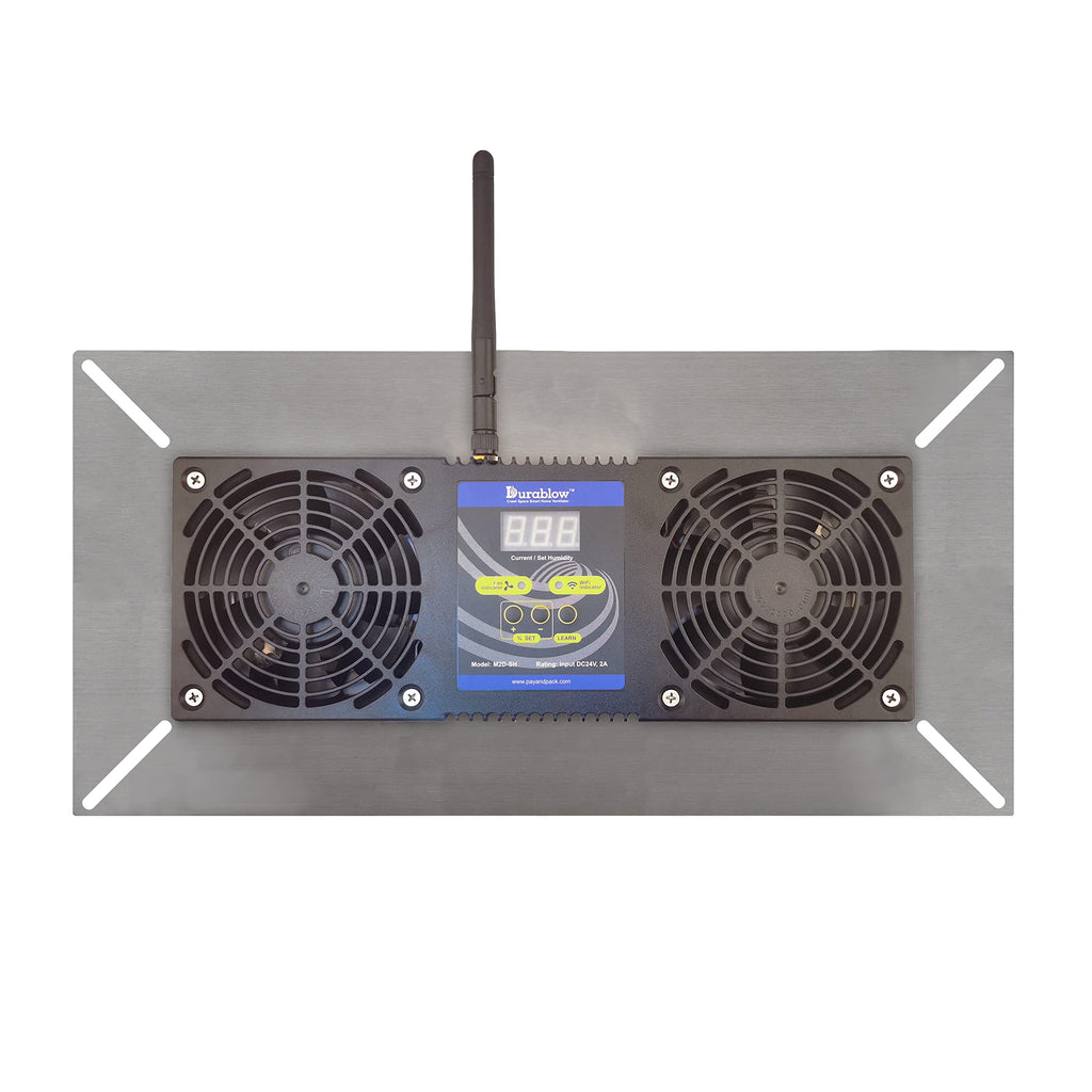 Durablow 220 CFM Air-Out Stainless Steel Crawl Space Vent Fan, Dual Fans with Dehumidistat & Thermostat, Foundation Vent, Radon Mitigation, for Crawl Space, Basement (Stainless Steel 430, M2D-S430)