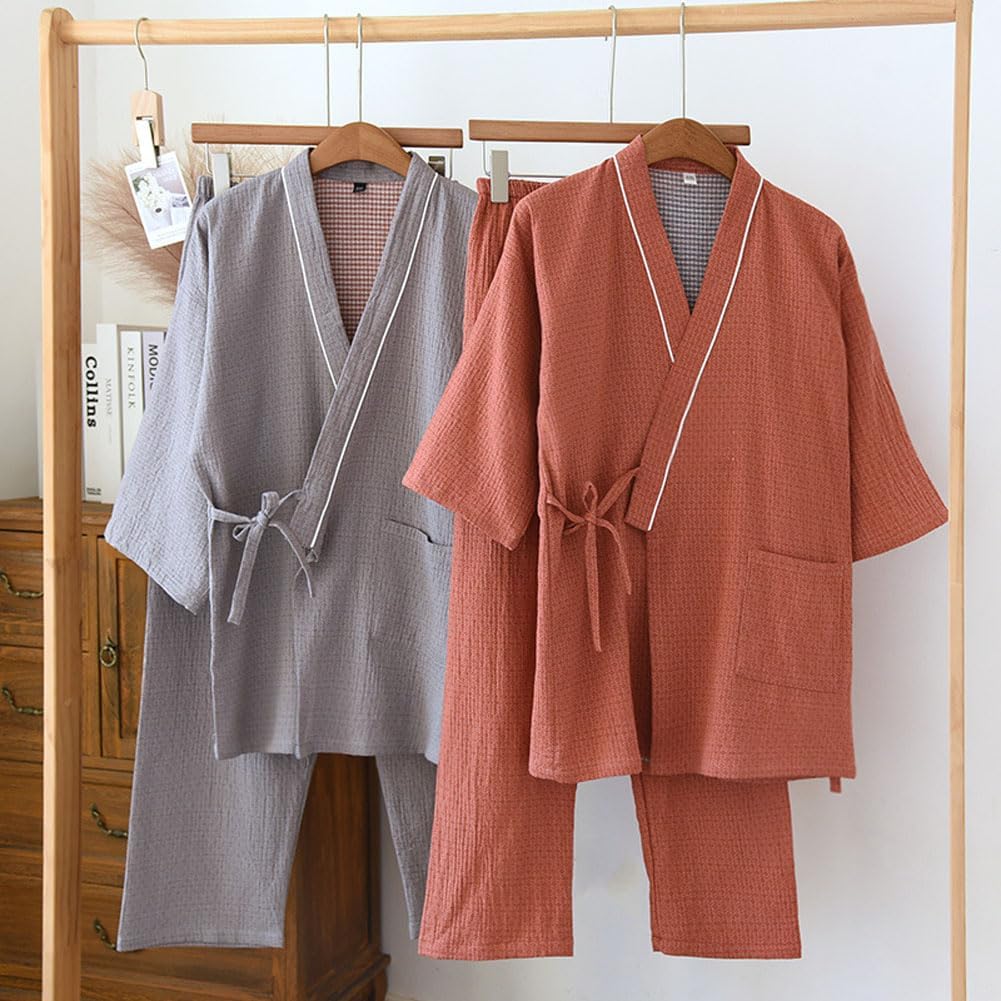Japanese Style Pajamas Gauze Cotton Japanese Kimono Suit