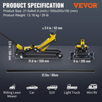 VEVOR 2.5 Ton Low Profile, Heavy-Duty Steel Racing Floor Jack with Single Piston Lift Pump, Lifting Range 3.35"-14.96"