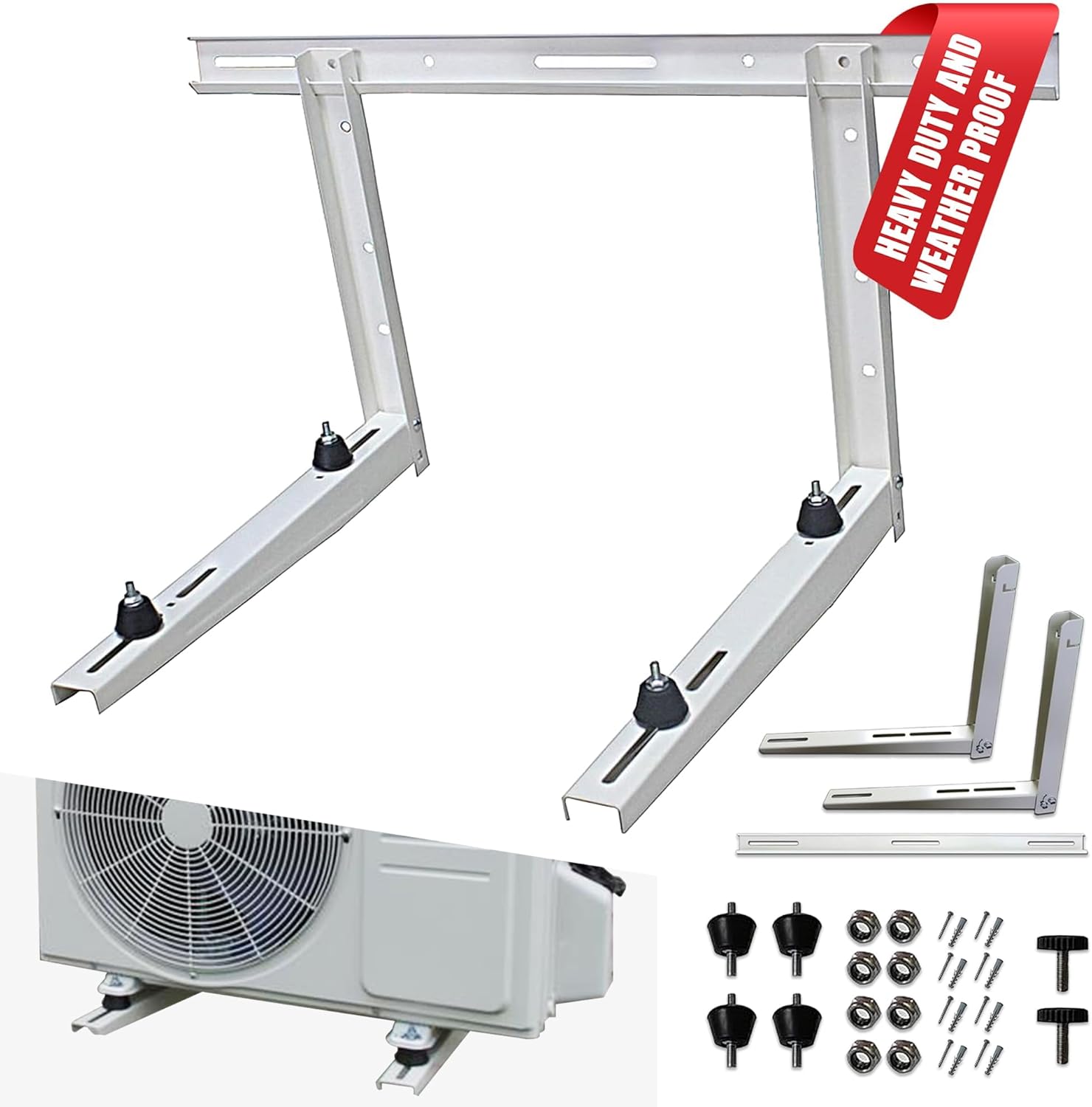 DuctlessAire Outdoor Wall Bracket - Mini Split Mounting Bracket - Ductless Air Conditioner Wall Mount - Mini Split AC/Heating System Accessories for Window AC, HVAC, Heat Pump & More (9000-36000 BTU)