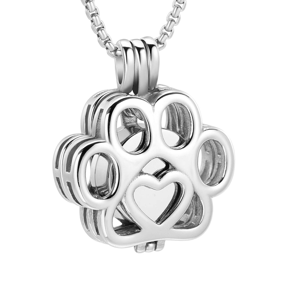 Oinsi Pet Cremation Jewelry For Ashes For Dog/Cat Paw Stainless Steel Memorial Locket Urn Necklace Inside Mini Case Keepsake Cremation Jewelry Women Men