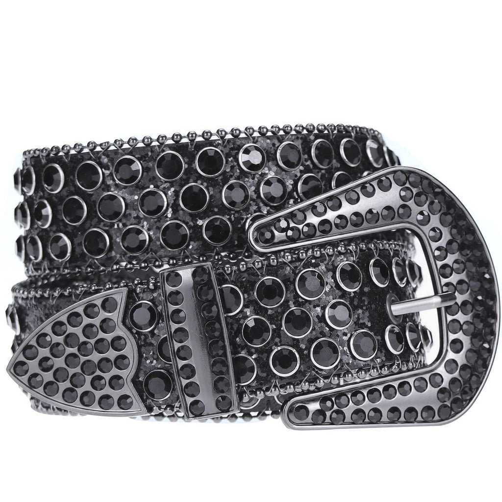UTOWO Rhinestone Belt for Women Men, Western Cowgirl Cowboy Bling Studded Leather Belt for Jeans Pants