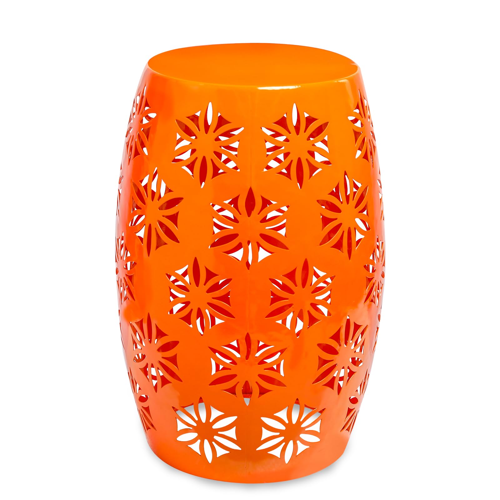 Vipush Outdoor Lace Cut Iron Side Table,Patio Garden Stool Coffee End Table Nightstand for Small Spaces,Living Room,Front Porch,Poolside,Brown