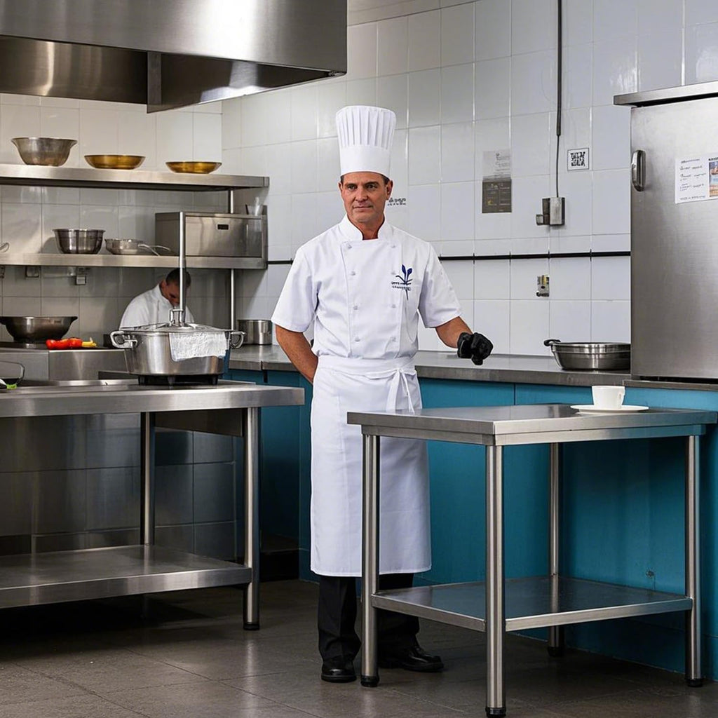 NSF 24x24 Inches Stainless Steel Table for Prep & Work with Caster, Metal Commercial Kitchen Table with Under Shelf and AdjustableTable Foot for Restaurant, Hotel, Home Kitchen, Coffee Station