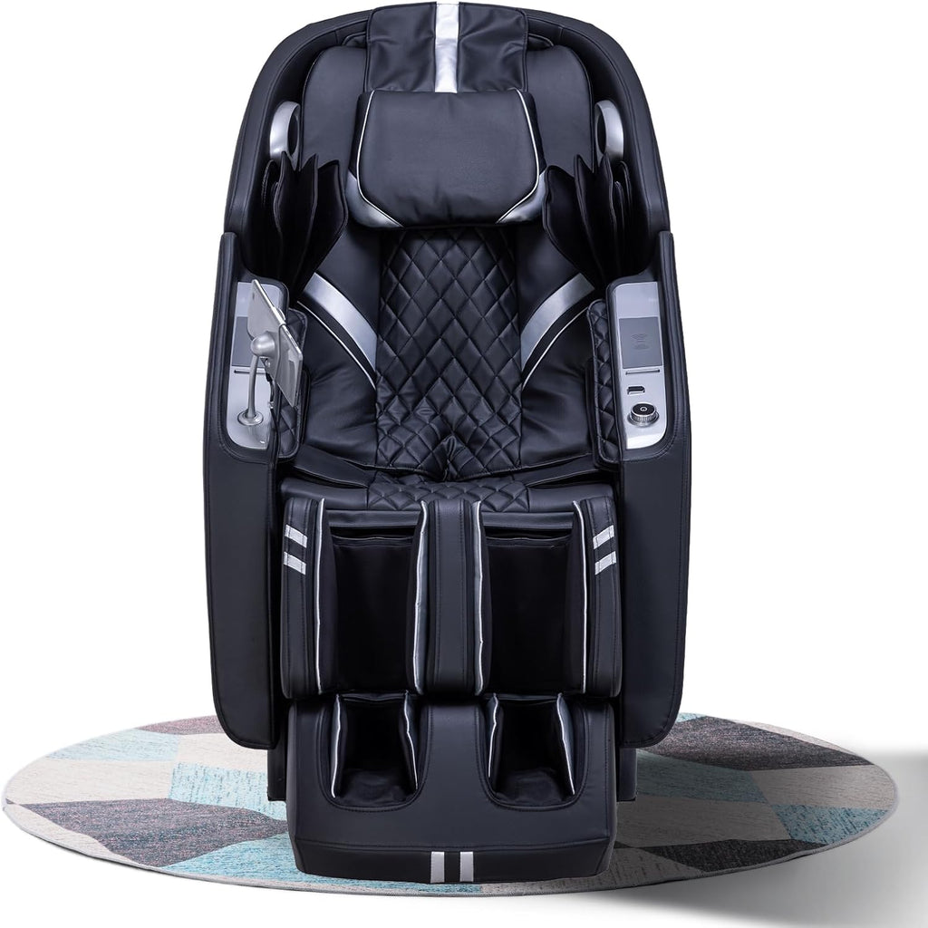 MassaMAX 2025 4D Massage Chair Full Body Massage Chair with Zero Gravity, Extended Footrest, SL Track, Yoga Stretch, Foot Rollers, and Heating Comfort with Mat & Cover (Black)