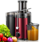 QCen Juicer Machine, 500W Centrifugal Juicer Extractor with Wide Mouth 3” Feed Chute for Fruit Vegetable, Easy to Clean, Stainless Steel, BPA-free (Aqua)