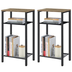 Hoctieon 3 Tier End Table, Telephone Table, Tall Side Table with Storage, Small Nightstand for Small Spaces, Metal Frame, For Living Room, Bedroom, Sofa Couch, Hall, Easy Assembly, Black