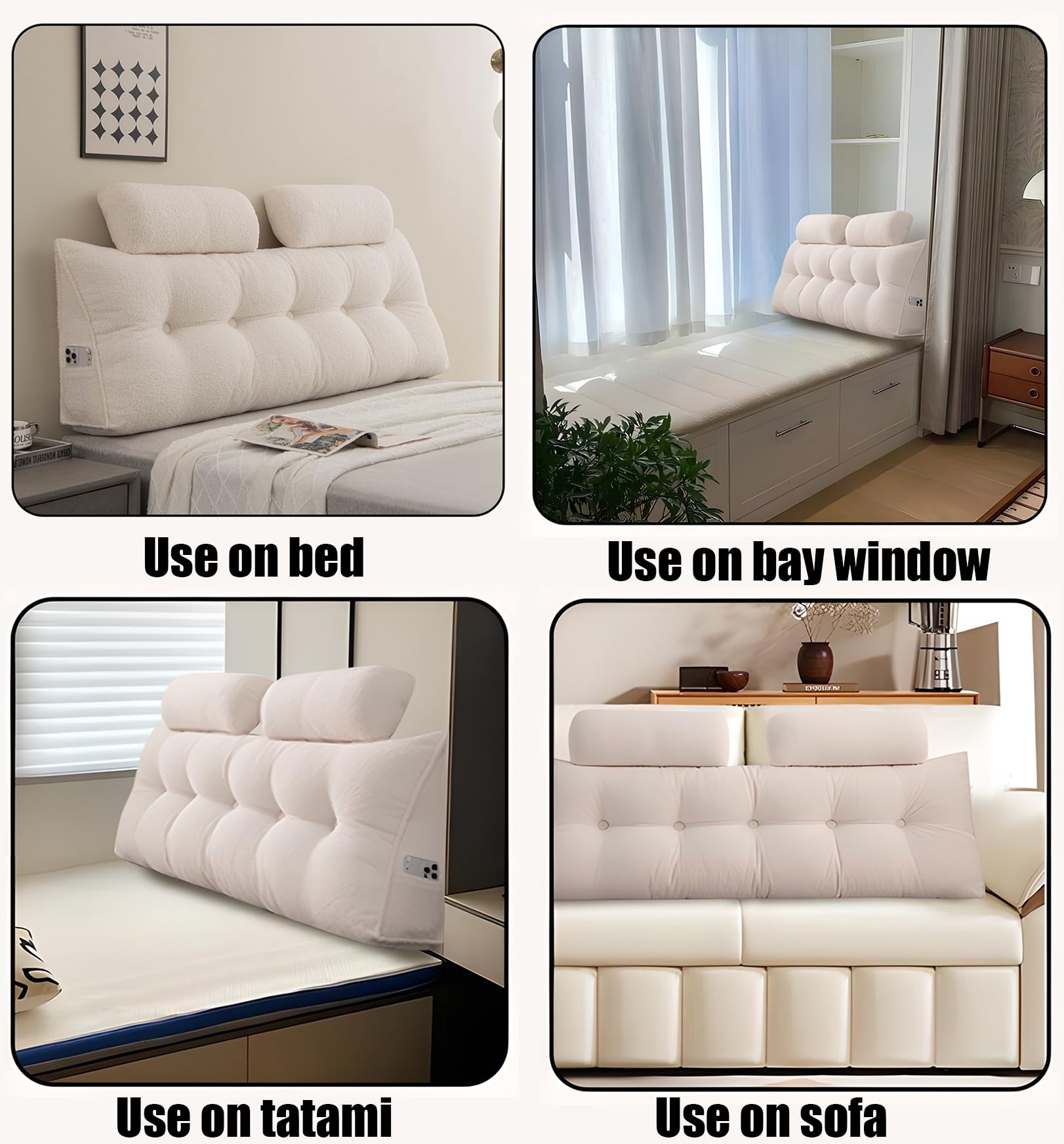 SRXBYWS kileformet hovedgærde pude King Size hovedgærde pude, kileformet hovedgærde pude med 2 stk nakkepuder stor, aftageligt betræk, med to store sidelommer, til hovedgærde pude/mørkebrun