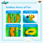 BOUNTECH Inflatable Water Slide, 6 in 1 Giant Water Park for Outdoor with Dual Slides for Racing Fun, Climbing Wall, Blow up Water Slides Inflatables for Kids Backyard Party Gifts (Without Blower)