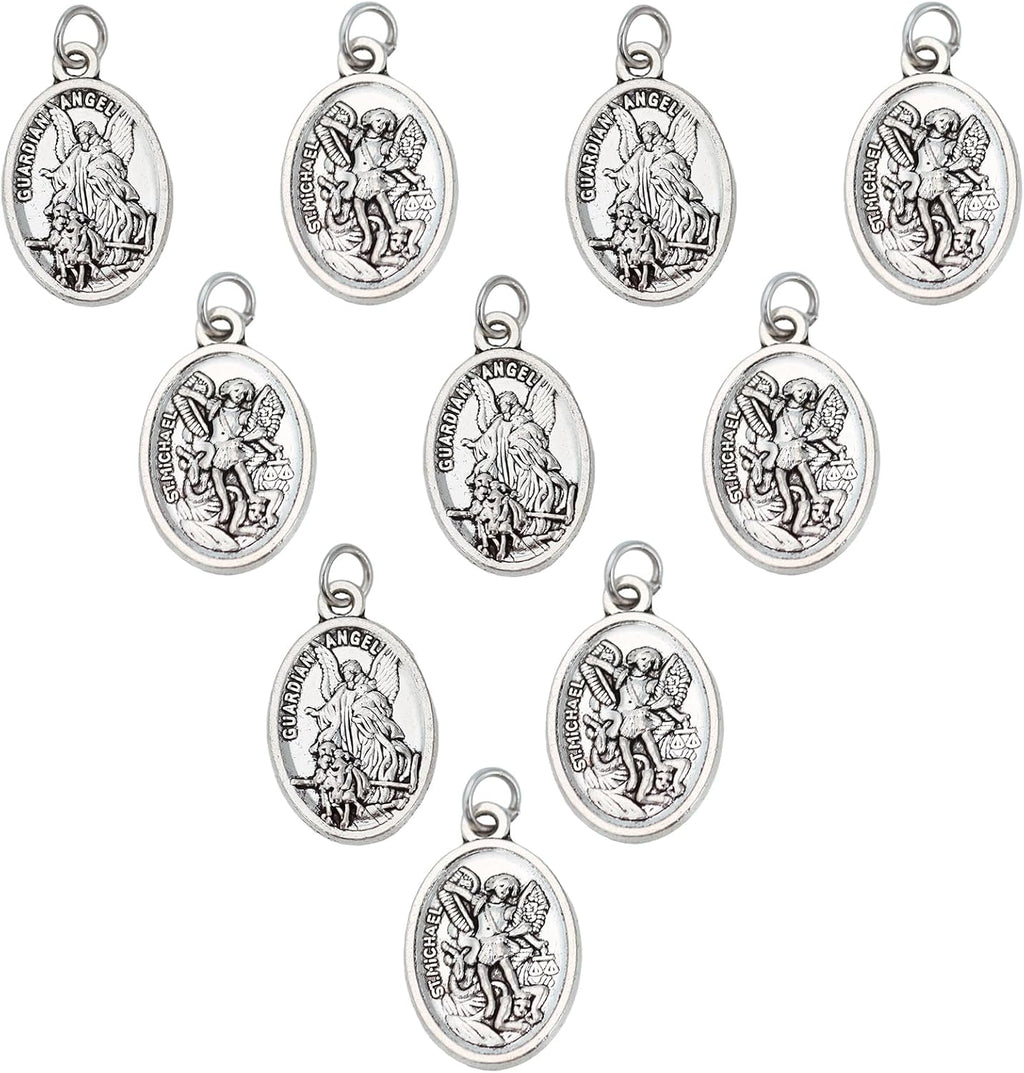 10 Pcs St Michael Medal Saint Michael Pendant,St Michael Pendant for Archangel Michael Necklace,San Miguel Arcangel Medalla Religious Medals for Men Women