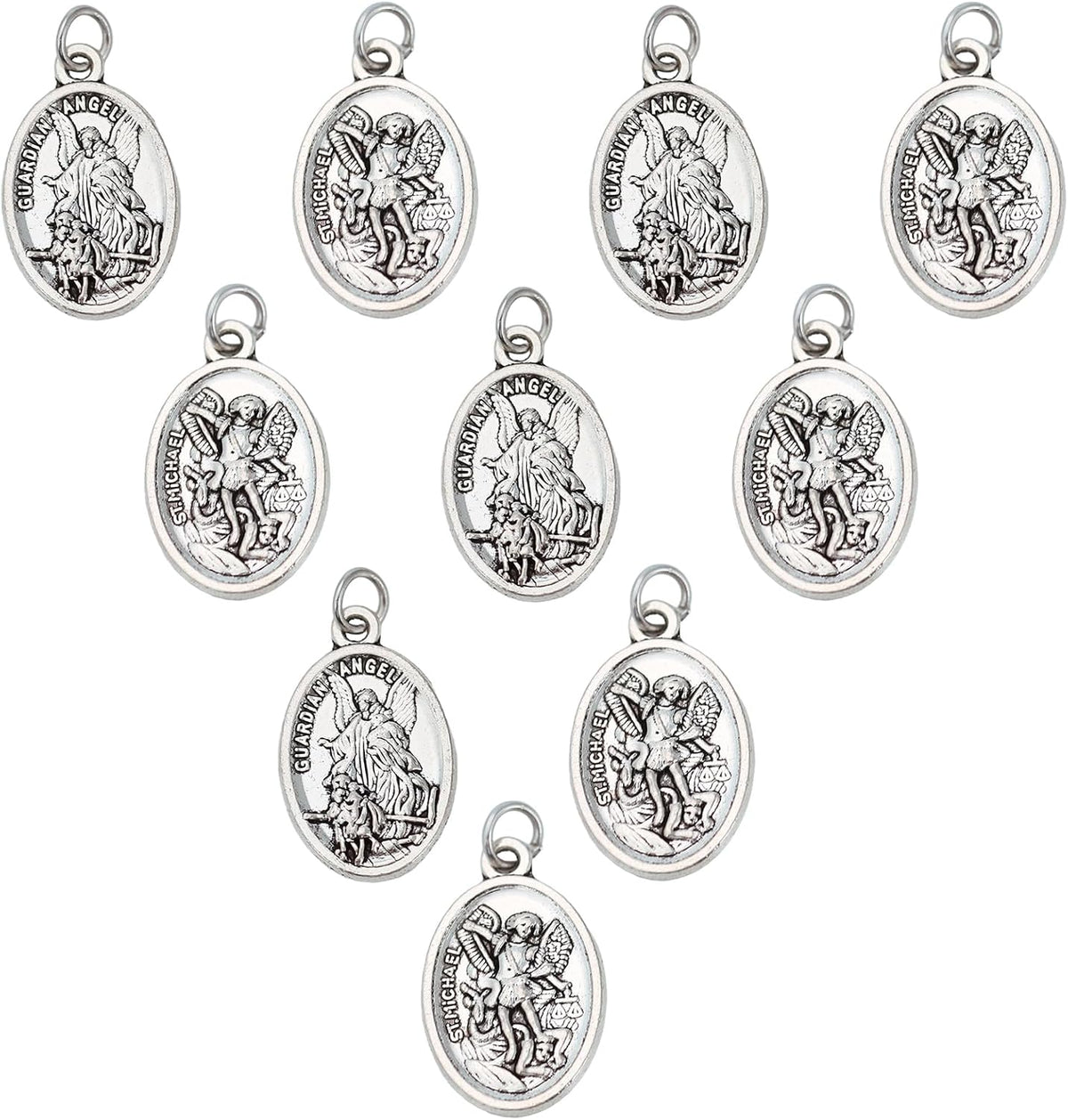 10 Pcs St Michael Medal Saint Michael Pendant,St Michael Pendant for Archangel Michael Necklace,San Miguel Arcangel Medalla Religious Medals for Men Women