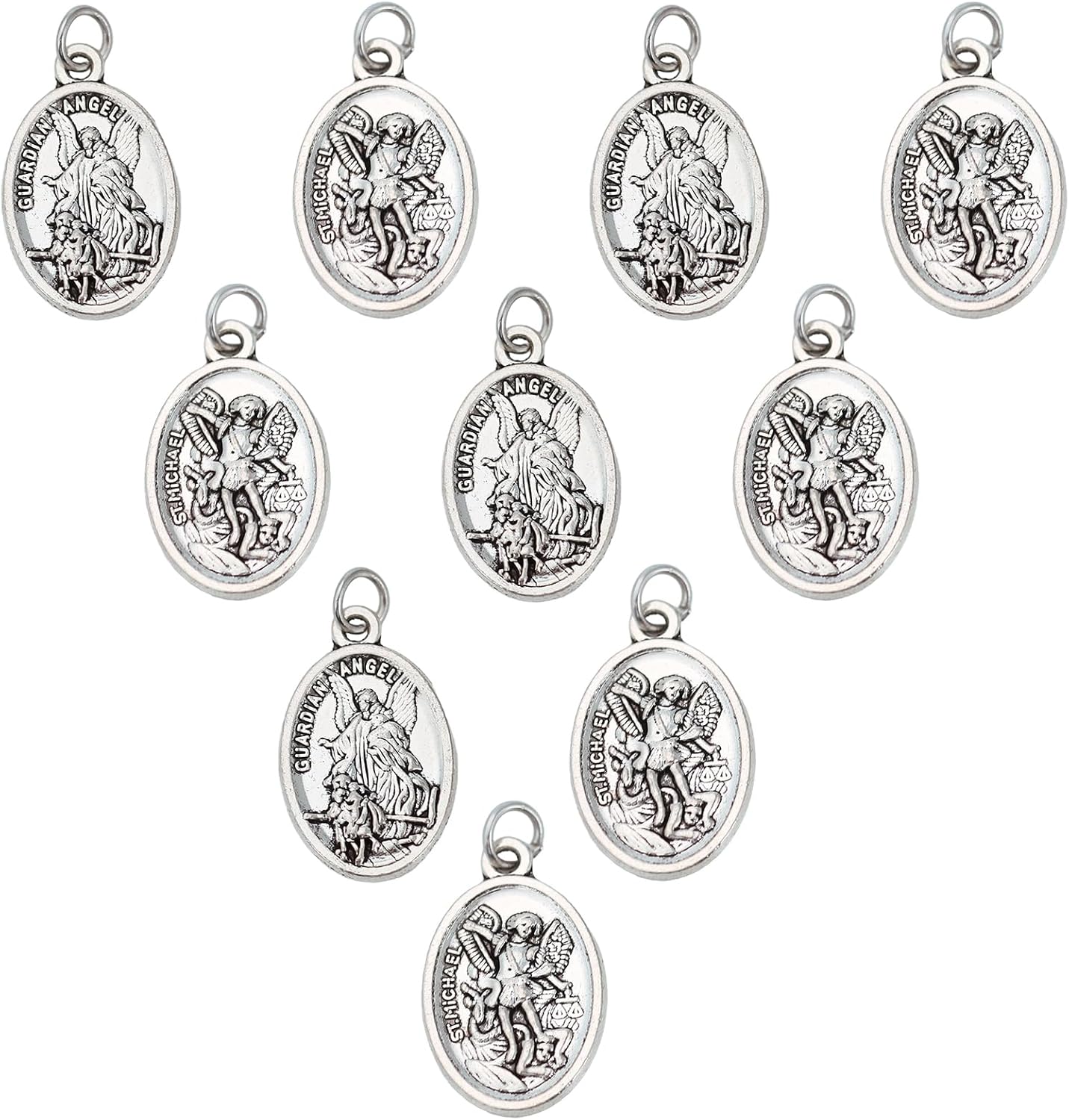 10 Pcs St Michael Medal Saint Michael Pendant,St Michael Pendant for Archangel Michael Necklace,San Miguel Arcangel Medalla Religious Medals for Men Women