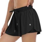 Sportlich bequeme, fließende Laufshorts für Damen, lässig im Sommer - Butterfly Lounge, schicke athletische Shorts, X-Small