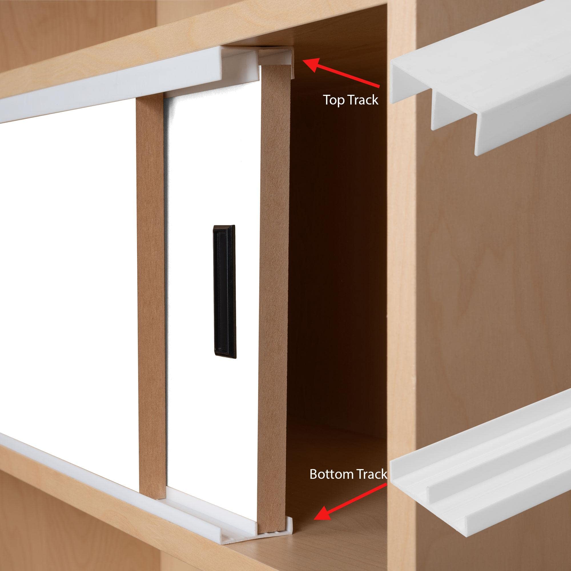 Ensemble de rail de porte coulissante en plastique blanc de 4 pieds de long pour panneaux de 3/4" d'épaisseur (paquet de 1) par Outwater Plastics
