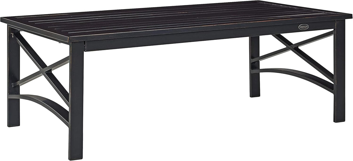 Crosley Furniture Kaplan Weather Resistant Metal Outdoor Coffee Table for Patio, Deck, Porch, Oiled Bronze