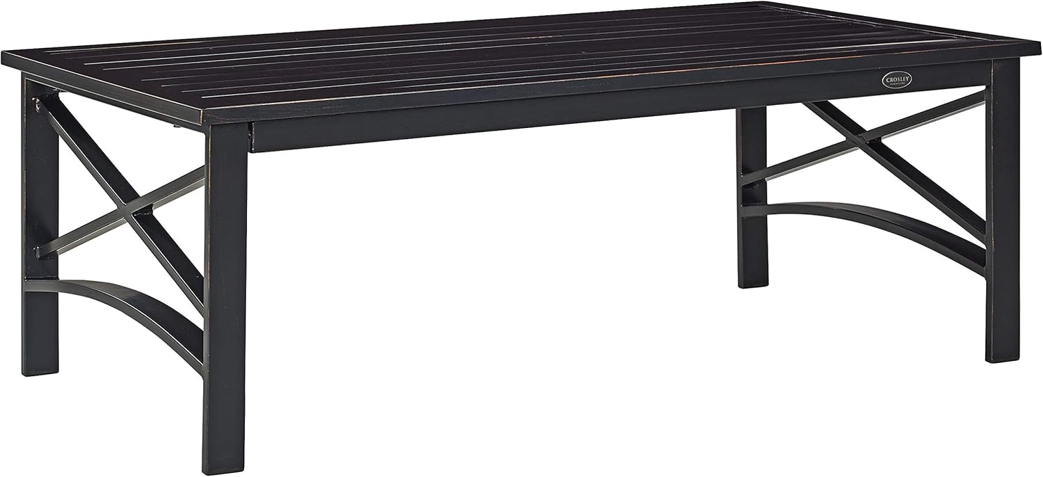 Crosley Furniture Kaplan Weather Resistant Metal Outdoor Coffee Table for Patio, Deck, Porch, Oiled Bronze