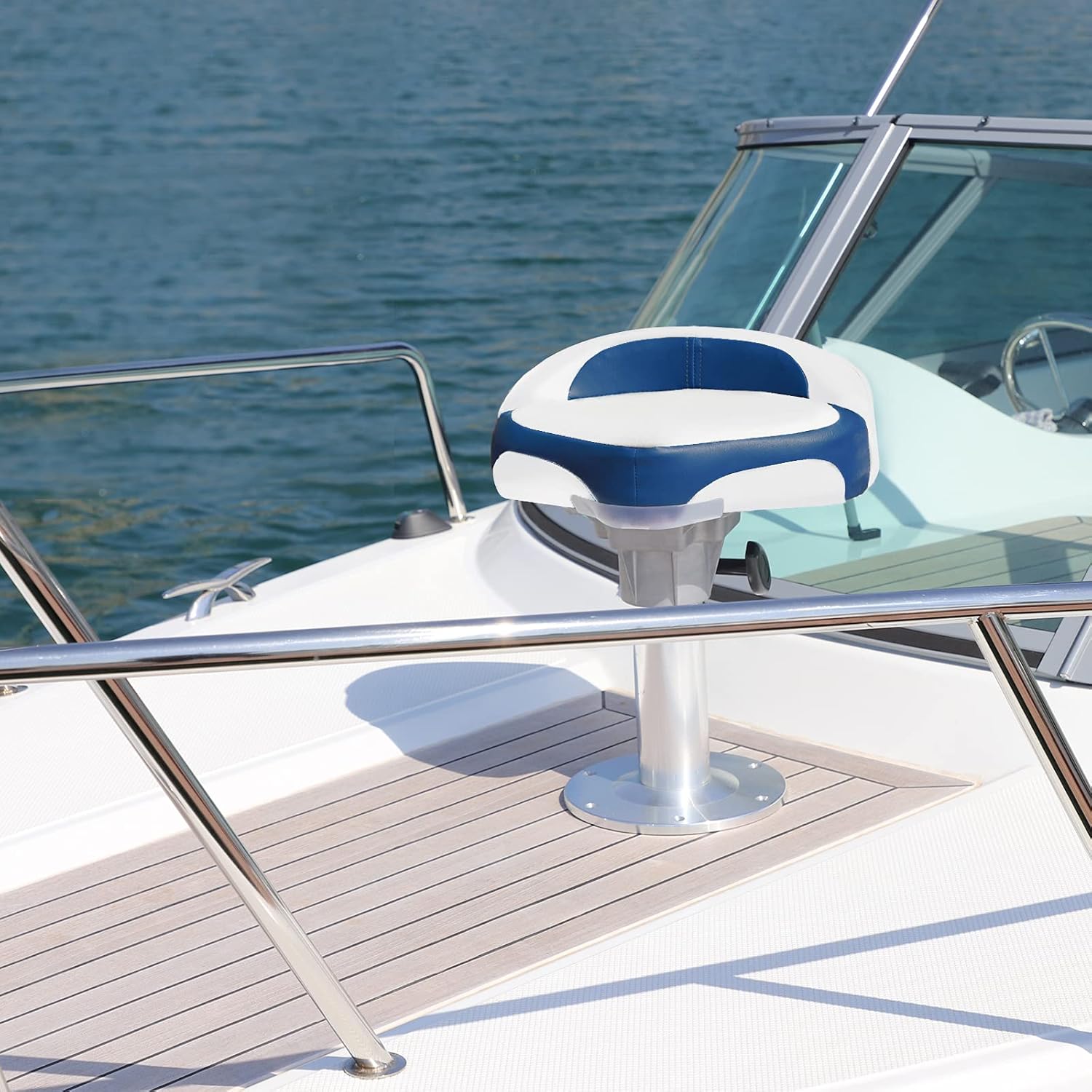 NORTHCAPTAIN Pro Casting Boat Seat,White/Pacific Blue