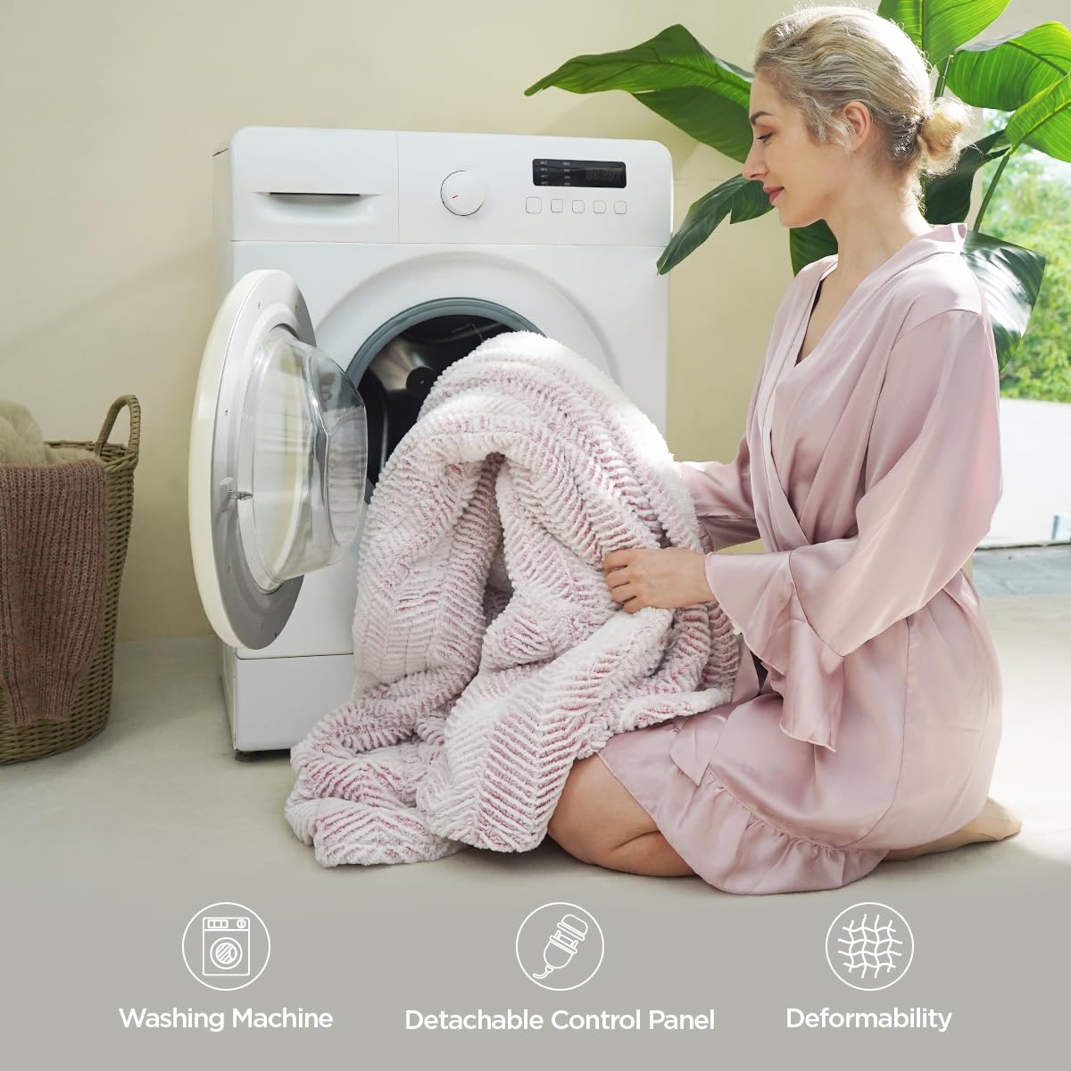 Opvarmet tæppe 50" x 60" - Opvarmet tæppe med 5 varmeniveauer og 3 timers automatisk slukning, maskinvaskbar, ETL &amp; FCC-certificering, overvarmebeskyttelse (Racoon) 