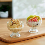 CHPINDAM Vintage Glass Dessert Bowls, Ice Cream cups, 5oz Dessert cups, for Sundae, Fruit, Ice Cream, Pudding, small snacks,Condiment (6)