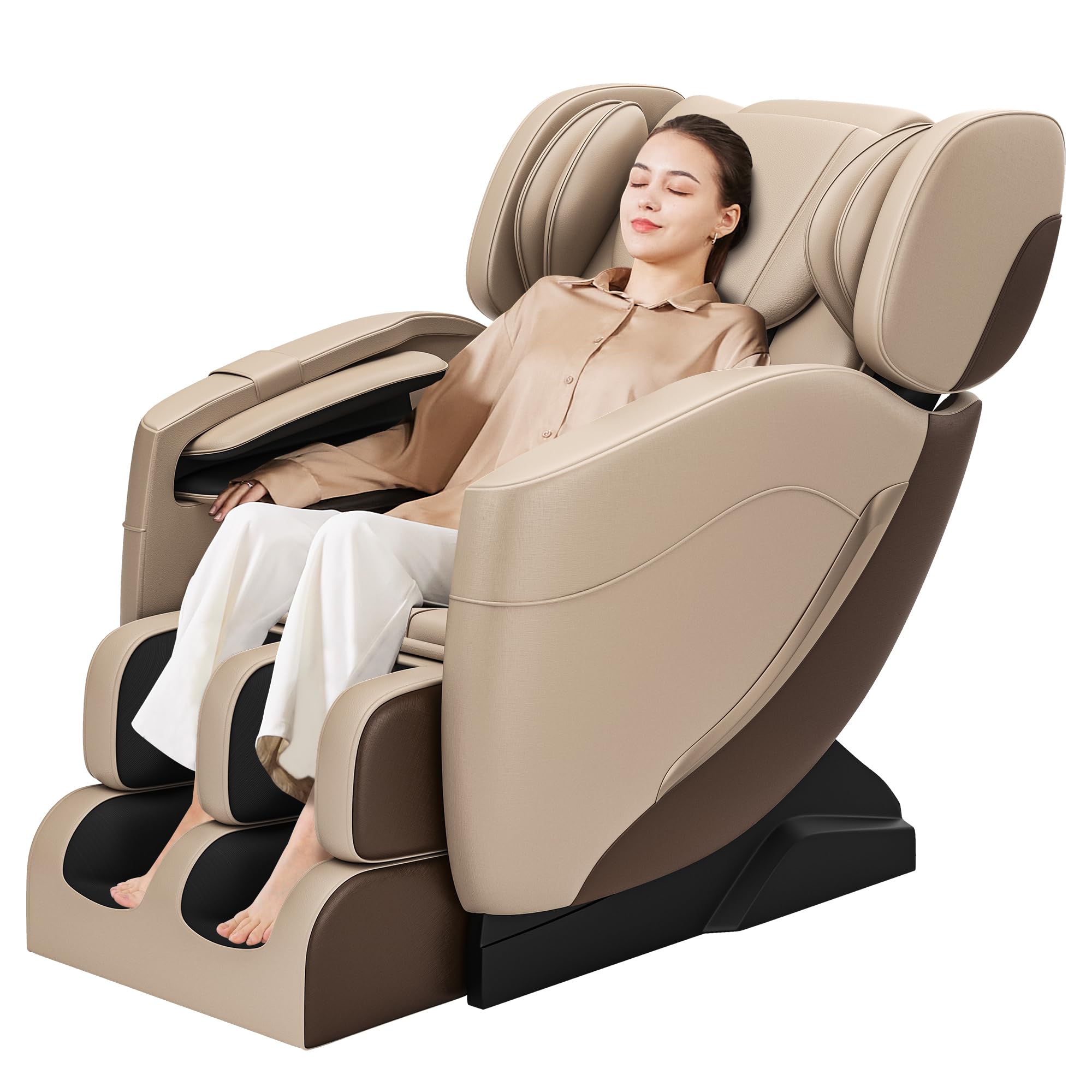 2025 Massage Chair, Full Body Zero Gravity Massage Chair with Auto Modes, 8 Fix Point Rollers, Bluetooth, Foot Massage, Heating Function, Black and Gray